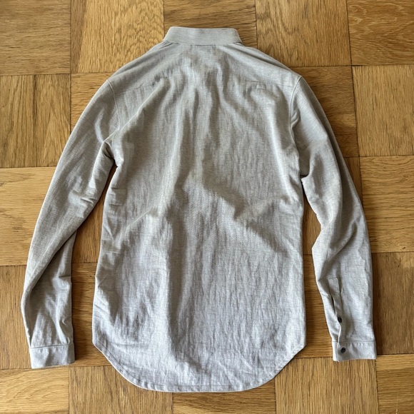 Blue & Cream NYC Men’s Large Button-Down Shirt Gray Oatmeal Japanese Fabric - Picture 2 of 7